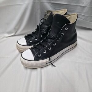 Converse All Star Chuck Taylor Women's Black Leather Shoes 561675C Size 9.5